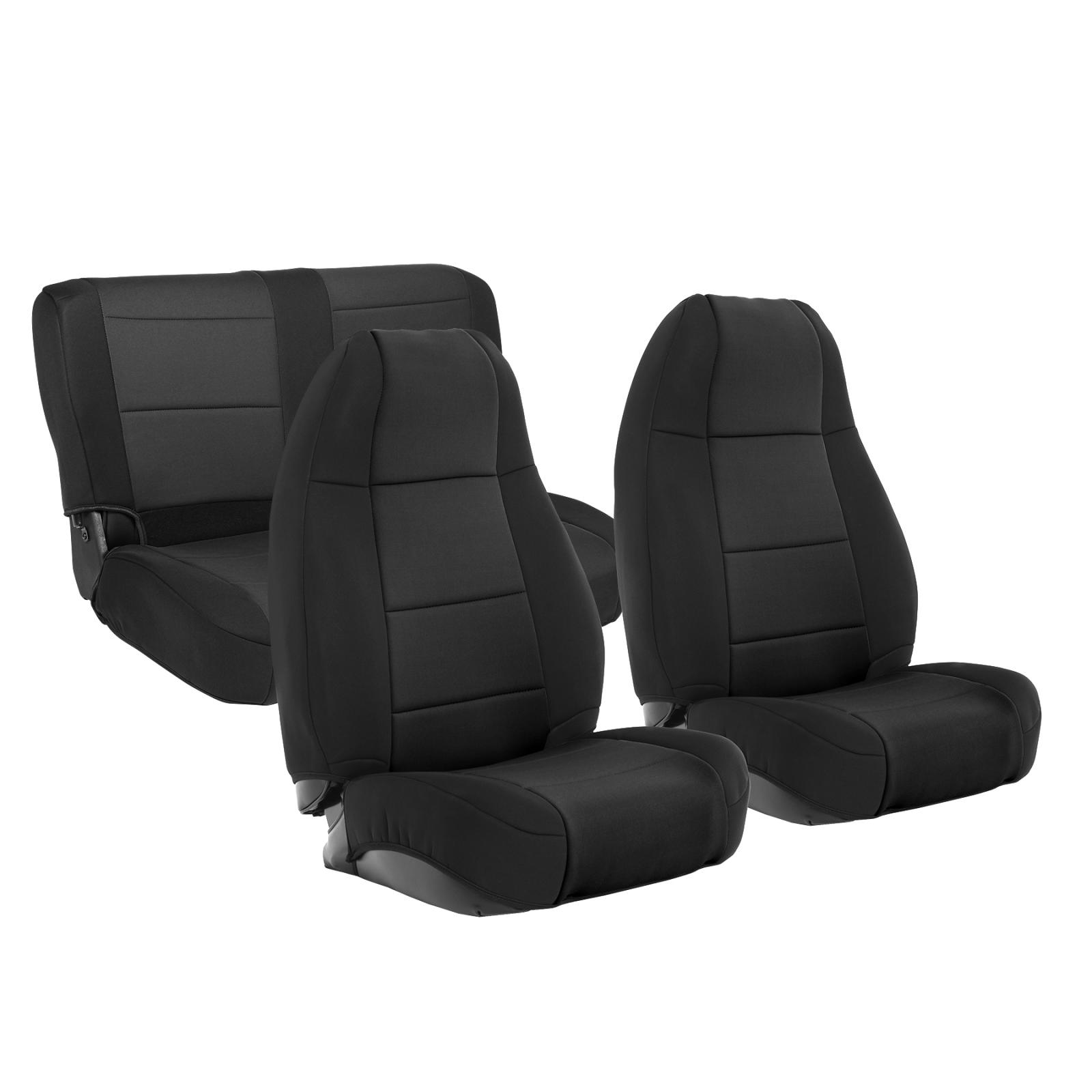Neoprene Seat Cover 76-90 Wrangler CJ/YJ Set Front/Rear Black Smittybilt 