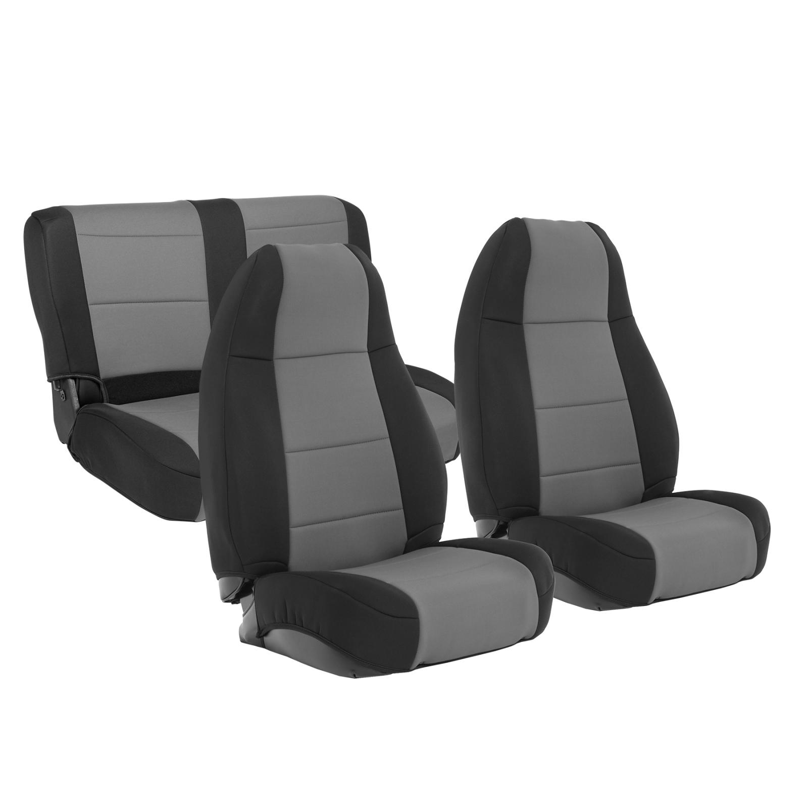 Neoprene Seat Cover 76-90 Wrangler CJ/YJ Set Front/Rear Charcoal Smittybilt 