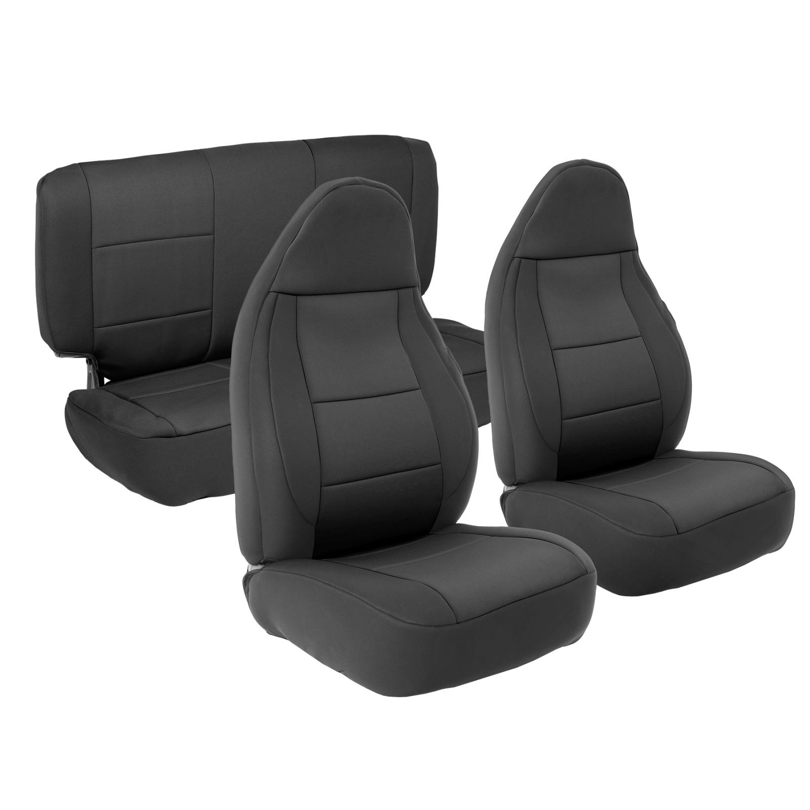Neoprene Seat Cover 97-02 Wrangler TJ Set Front/Rear Black Smittybilt 