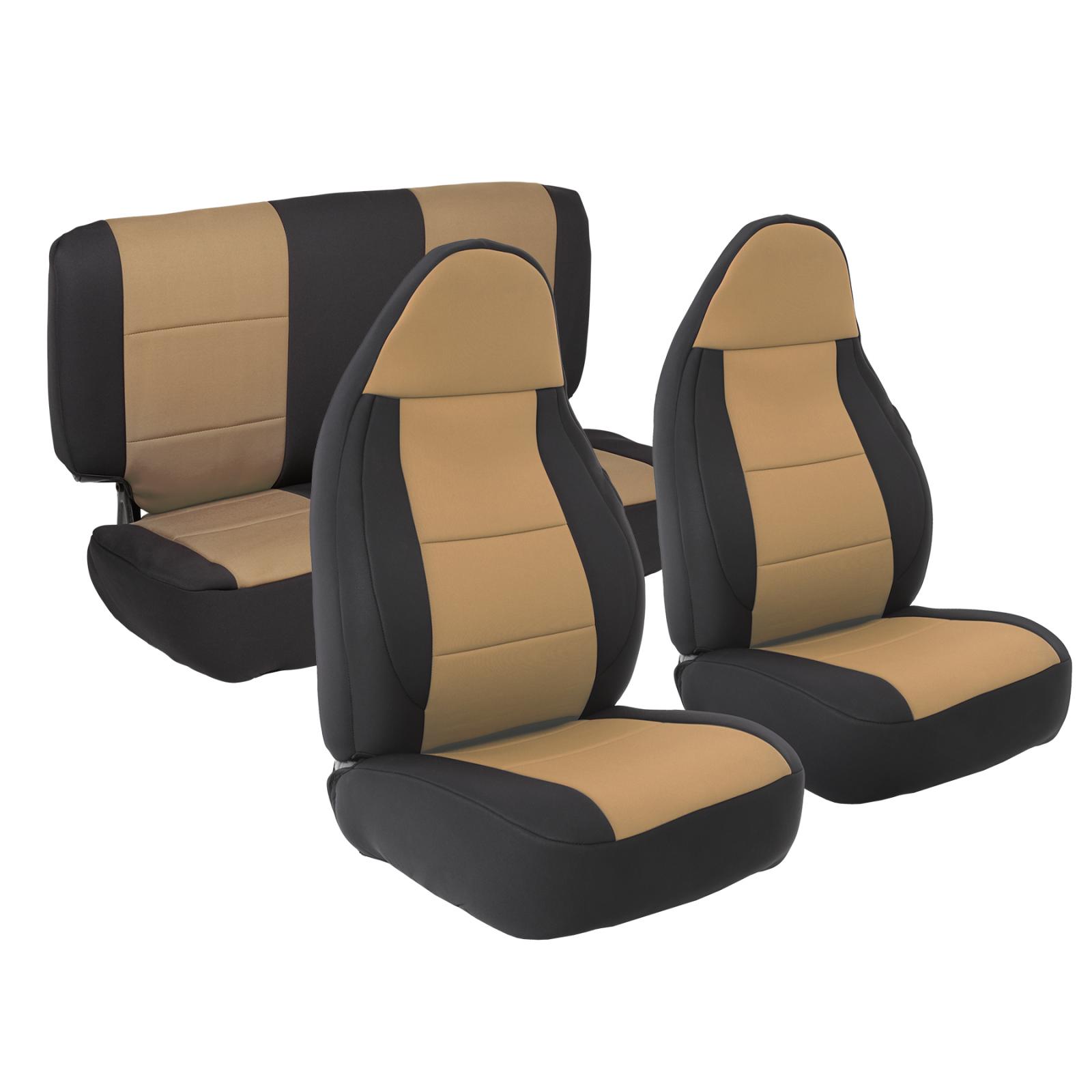 Neoprene Seat Cover 97-02 Wrangler TJ Set Front/Rear Tan Smittybilt 