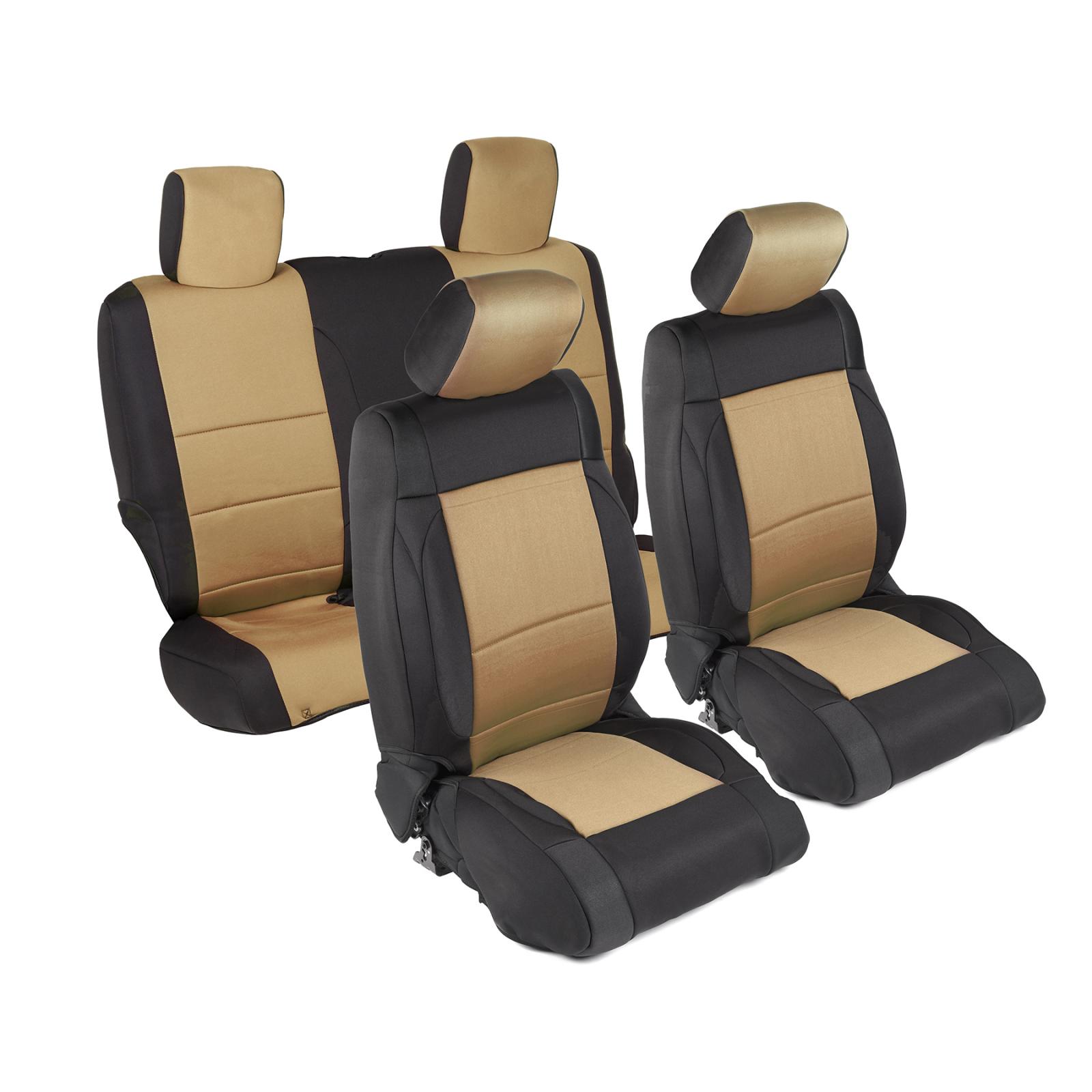 Neoprene Seat Cover 07-12 Wrangler JK 2 DR Set Front/Rear Tan Smittybilt 