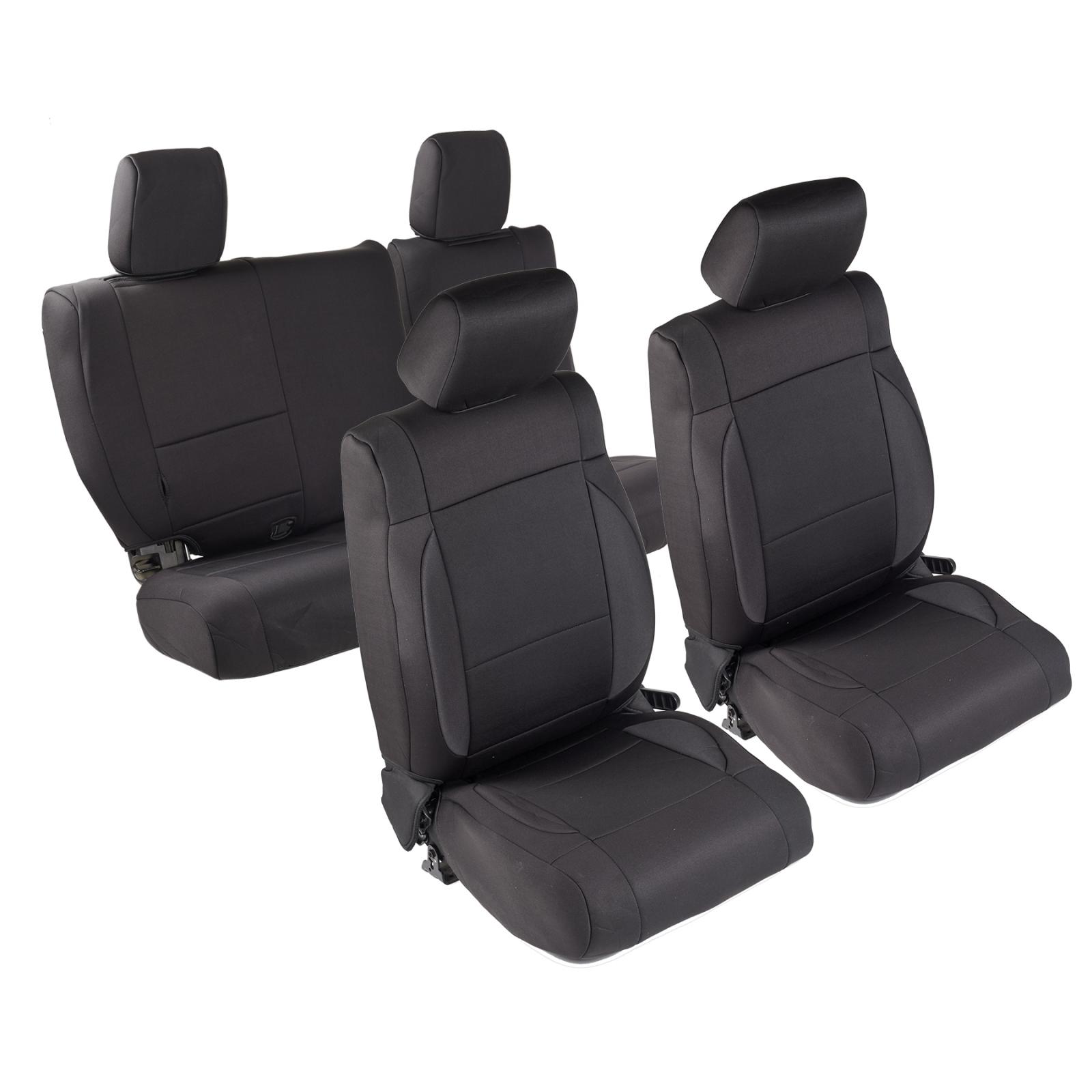 Neoprene Seat Cover 13-18 Wrangler JK 4 DR Set Front/Rear Black Smittybilt