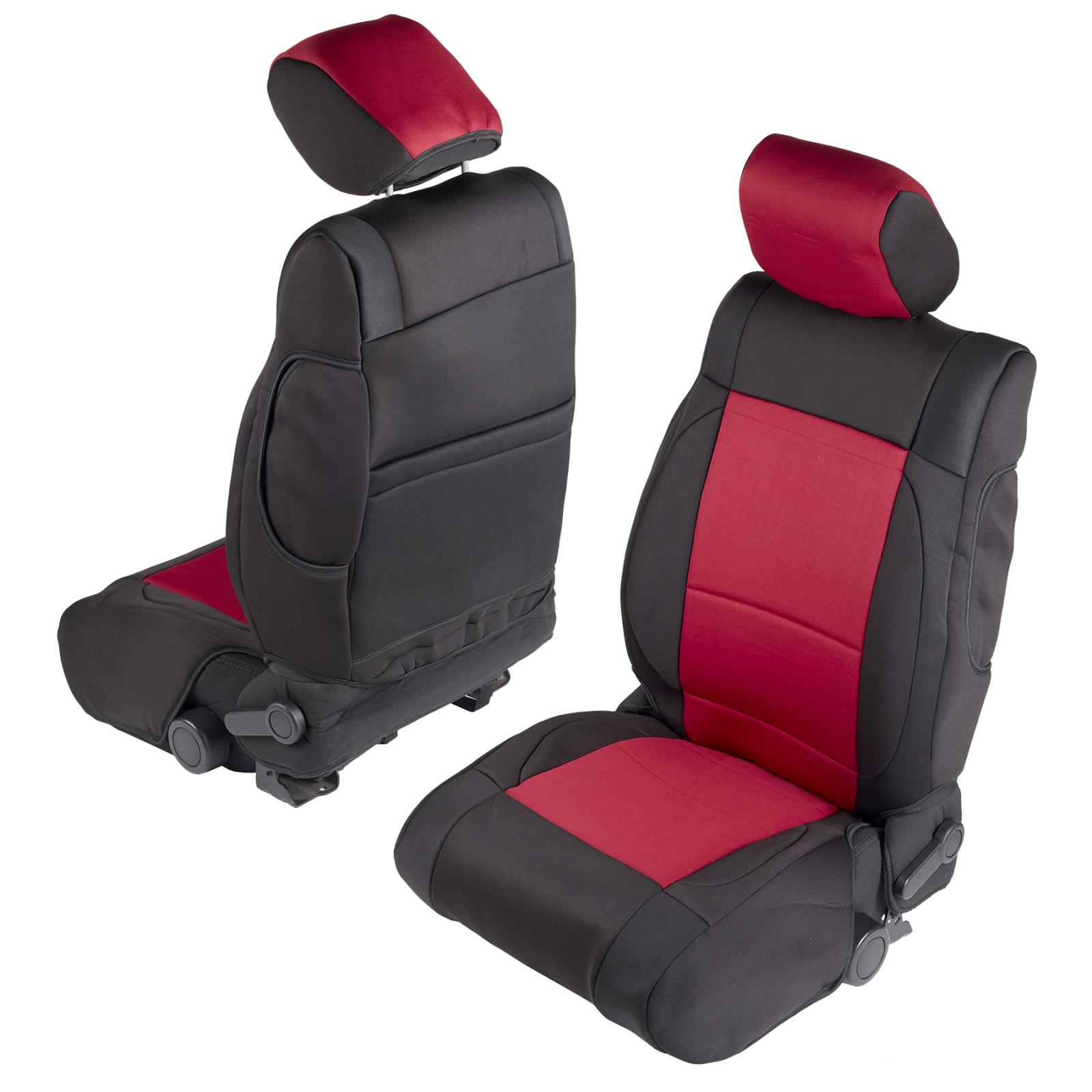 Neoprene Seat Cover 08-12 Wrangler JK 4 DR Set Front/Rear Red Smittybilt 