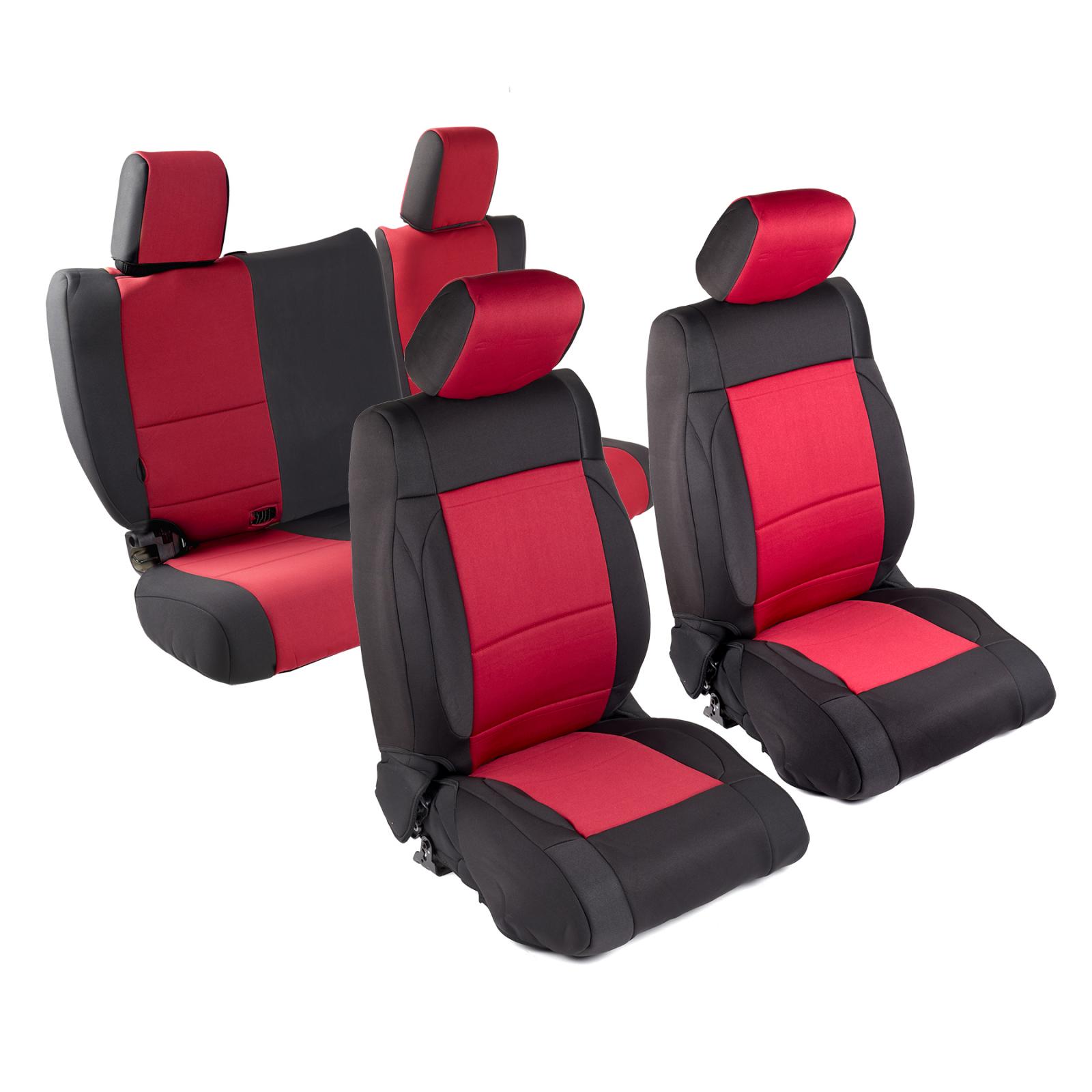 Neoprene Seat Cover 2007 Wrangler JK 4 DR Set Front/Rear Red Smittybilt