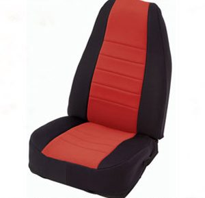 Neoprene Seat Cover Front Set 13-16 Wrangler JK/JKU Black/Red Smittybilt