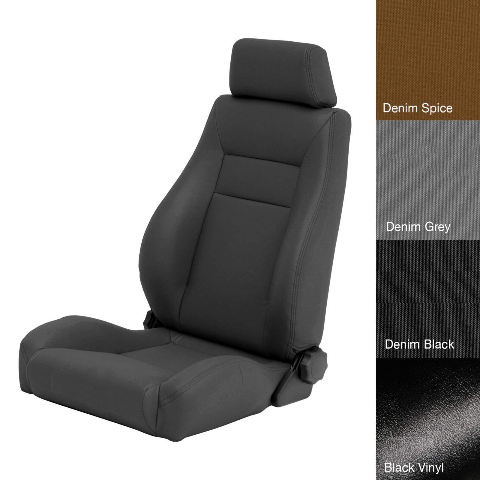 Front Seat Contour Sport Bucket W/ Recliner 76-16 Wrangler CJ/YJ/TJ/LJ/JK Black Denim Smittybilt