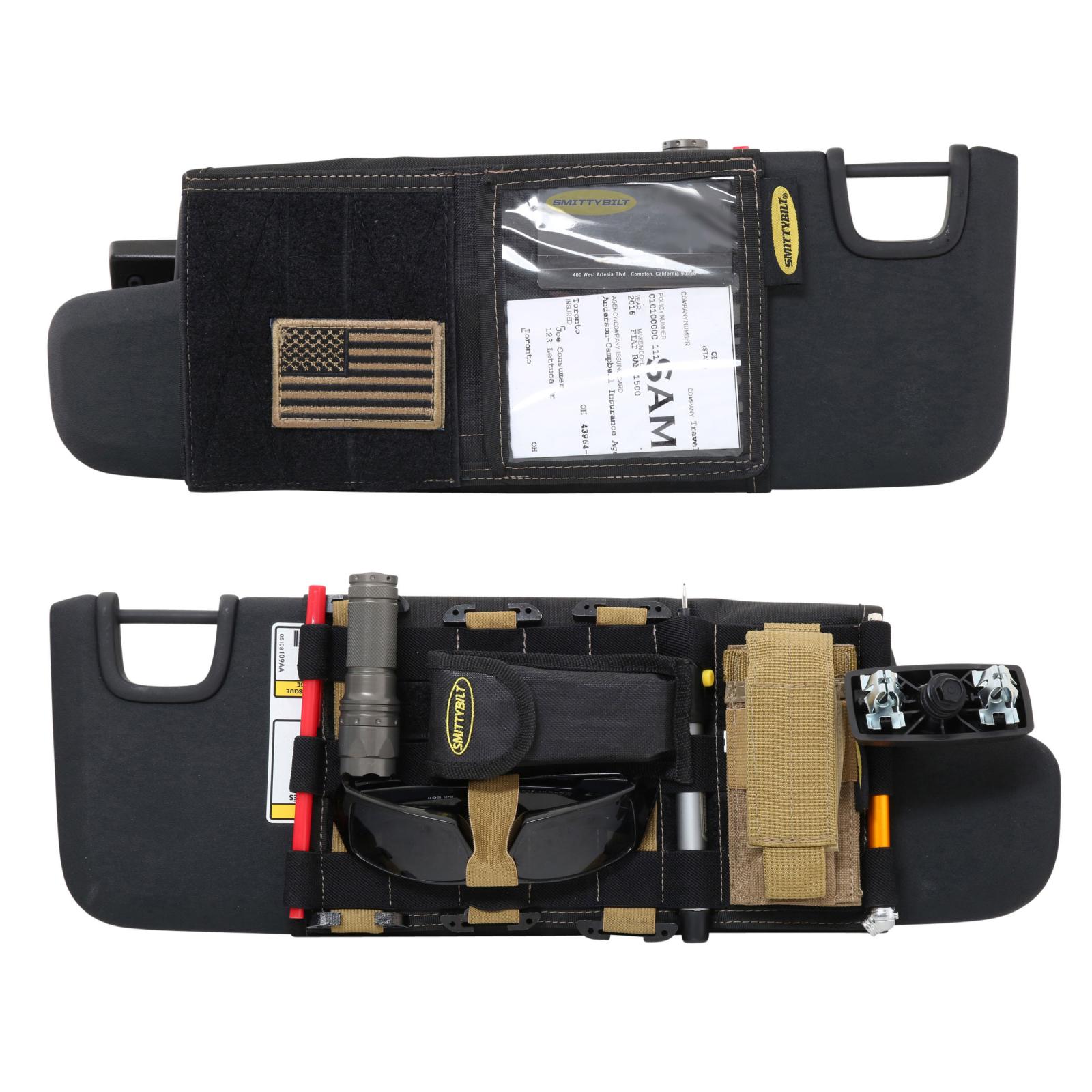 Sunvisor Organizer G.E.A.R. Universal Fit Each Black/Tan Smittybilt
