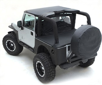 Tonneau Cover For OEM Soft Top w/Channel Mount 92-95 Wrangler YJ Black Denim Smittybilt