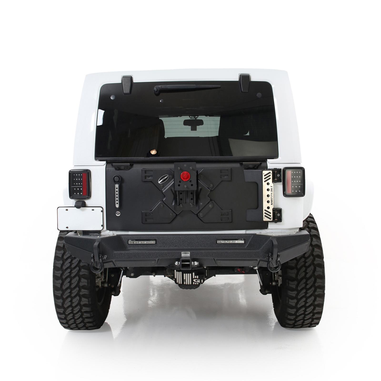 XRC Tailgate and Tire Carrier Jeep JK/JKU Wrangler 07-18 2 Door/4 Door Up To 37 Inch Tire Black Powdercoat Smittybilt