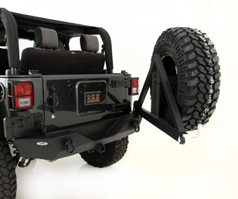 XRC Tire Carrier For Jeep JK Fits XRC Rear Bumper 07-18 Jeep JK Wrangler Black Powdercoat Smittybilt