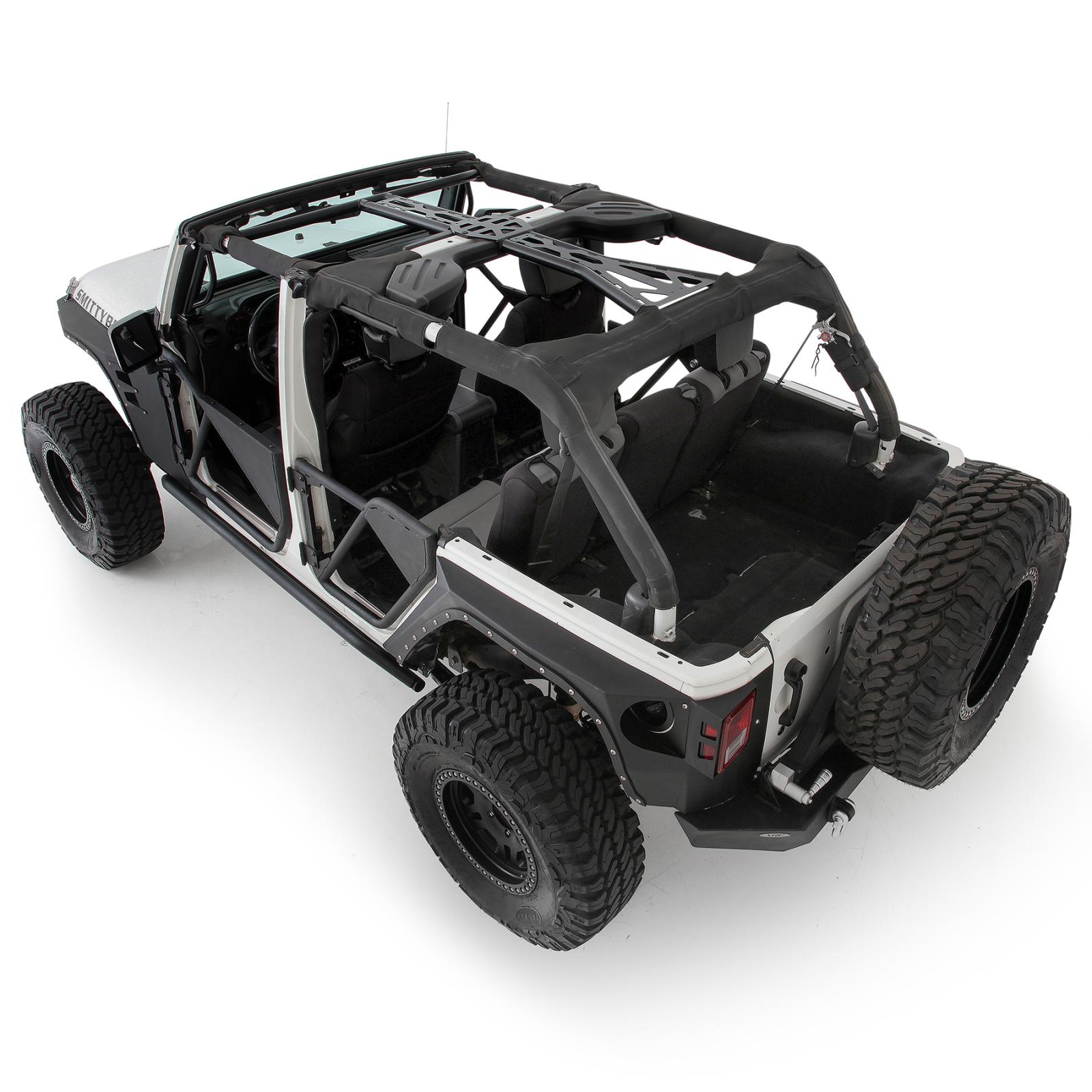 SRC Cage Kit 6 Piece 10-18 Wrangler JK 4 DR Gloss Black Smittybilt