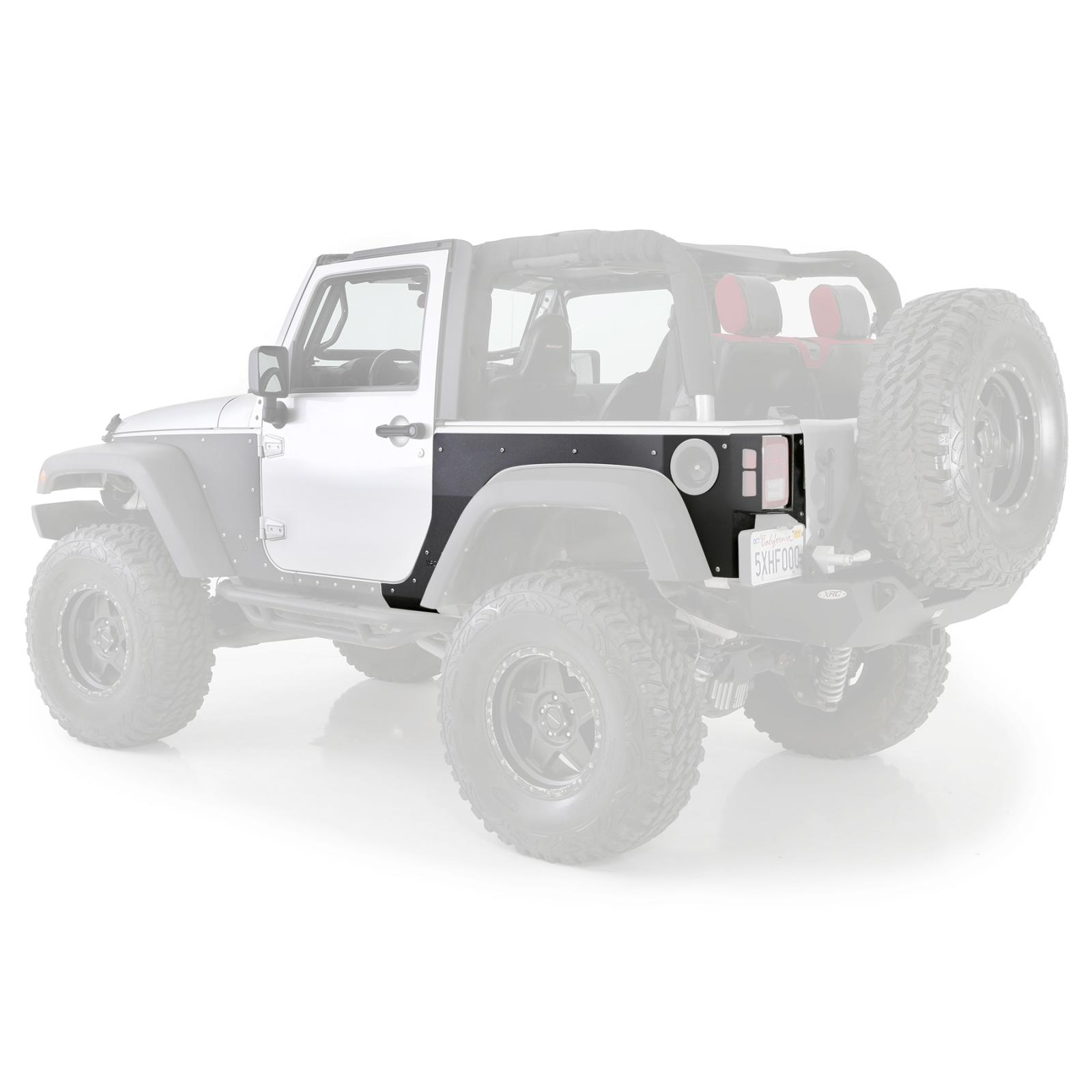 XRC Flat Armor Skins Front 07-18 Wrangler JK 2 DR Black Textured Smittybilt