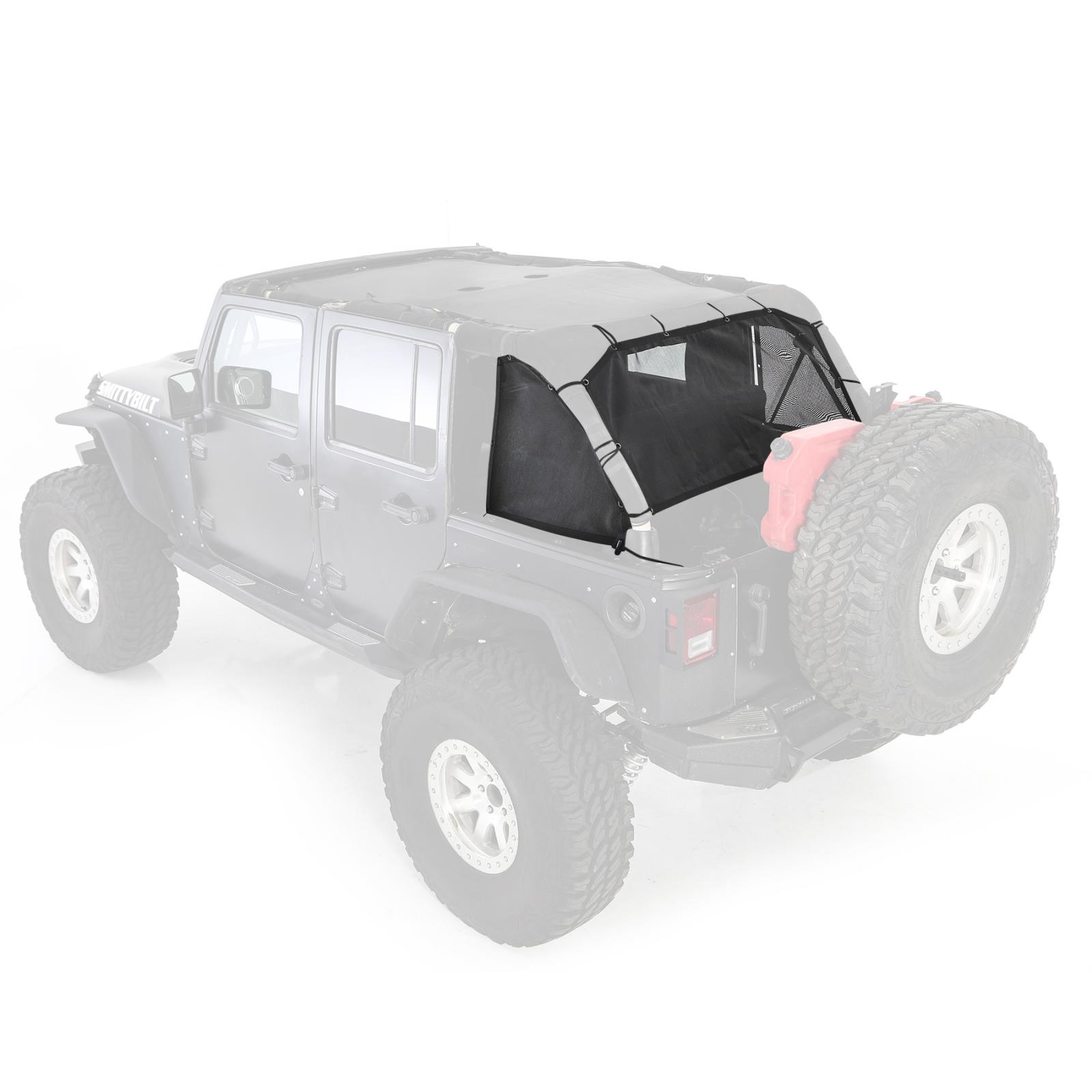Cloak Extended Mesh Top 07-18 Wrangler JK 4 DR Sides/Rear Black Mesh Smittybilt