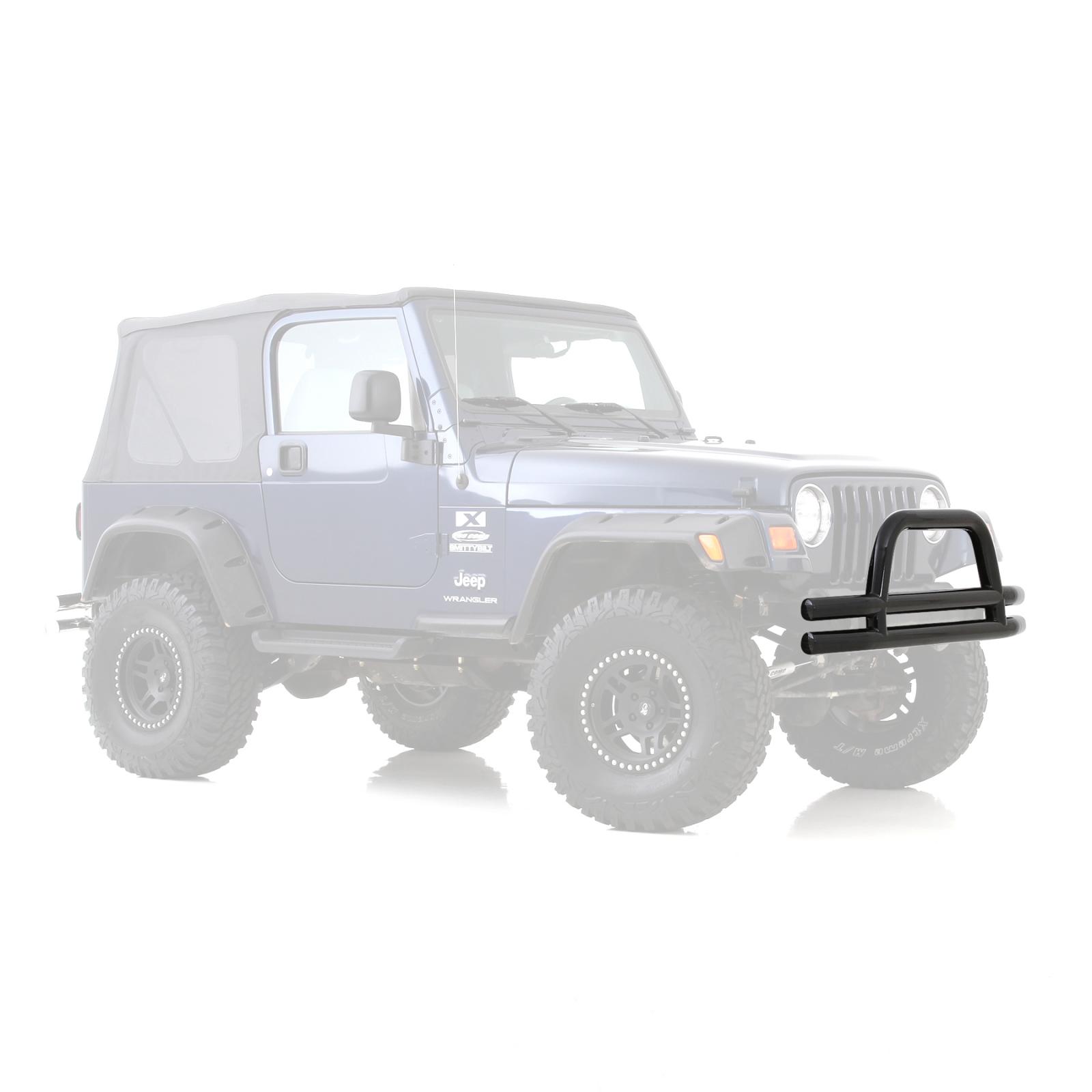 Tubular Bumper Front 07-18 Wrangler JK W/ Hoop Gloss Black Smittybilt