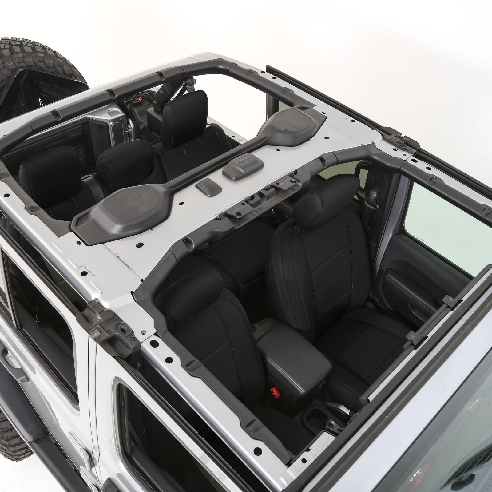 Jeep JL Neoprene Front and Rear Seat Cover Set Wrangler JL 4-Door Black/Black Smittybilt