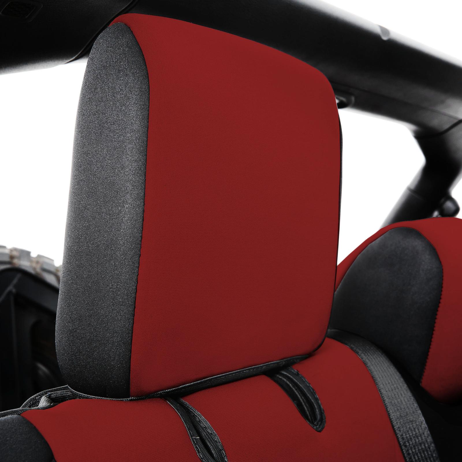 Jeep JL Neoprene Front and Rear Seat Cover Set Wrangler JL 4-Door Black/Red Smittybilt