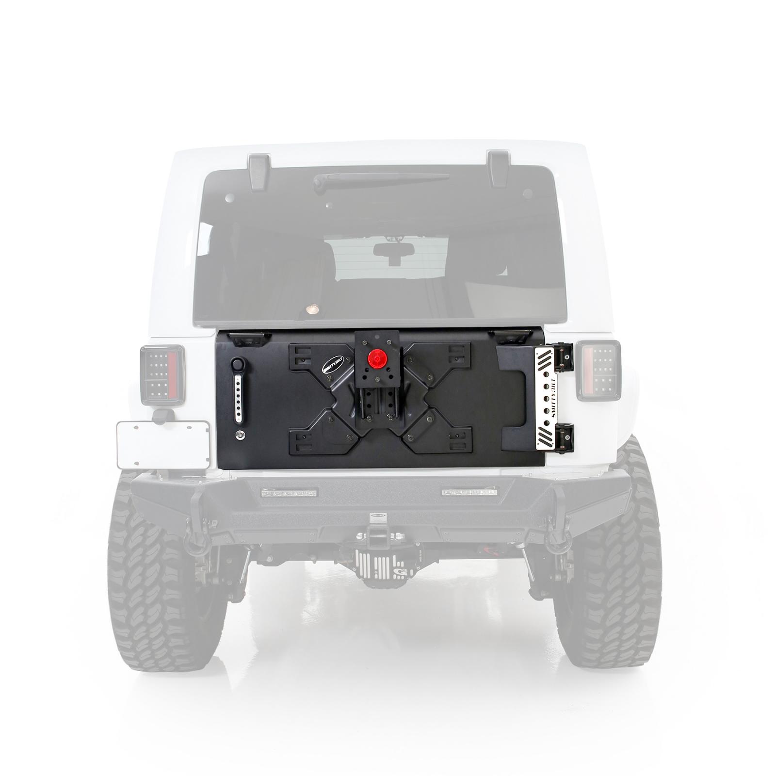 XRC Tailgate and Tire Carrier Jeep JK/JKU Wrangler 07-18 2 Door/4 Door Up To 37 Inch Tire Black Powdercoat Smittybilt