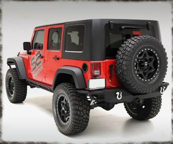 SRC Rear Bumper w/ 2 Inch Hitch Receiver and Tire Carrier 07-15 Wrangler JK Black Smittybilt