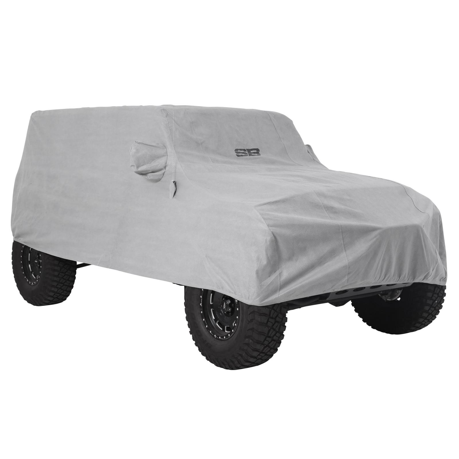 JL Wrangler Full Climate Jeep Cover w/Storage Bag-Lock-Cable 2018-Present Wrangler JL 4-Door Gray Smittybilt