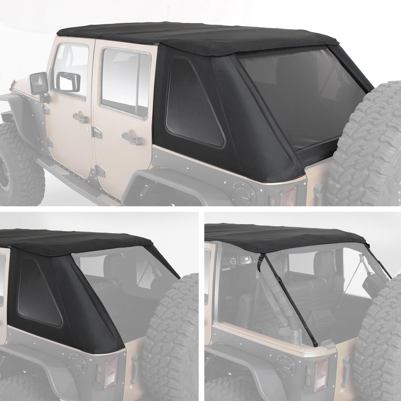 Jeep JKU Bowless Top w/Tinted Windows Combo 2007-2018 Wrangler JK Unlimited 4-DR Black Diamond Smittybilt