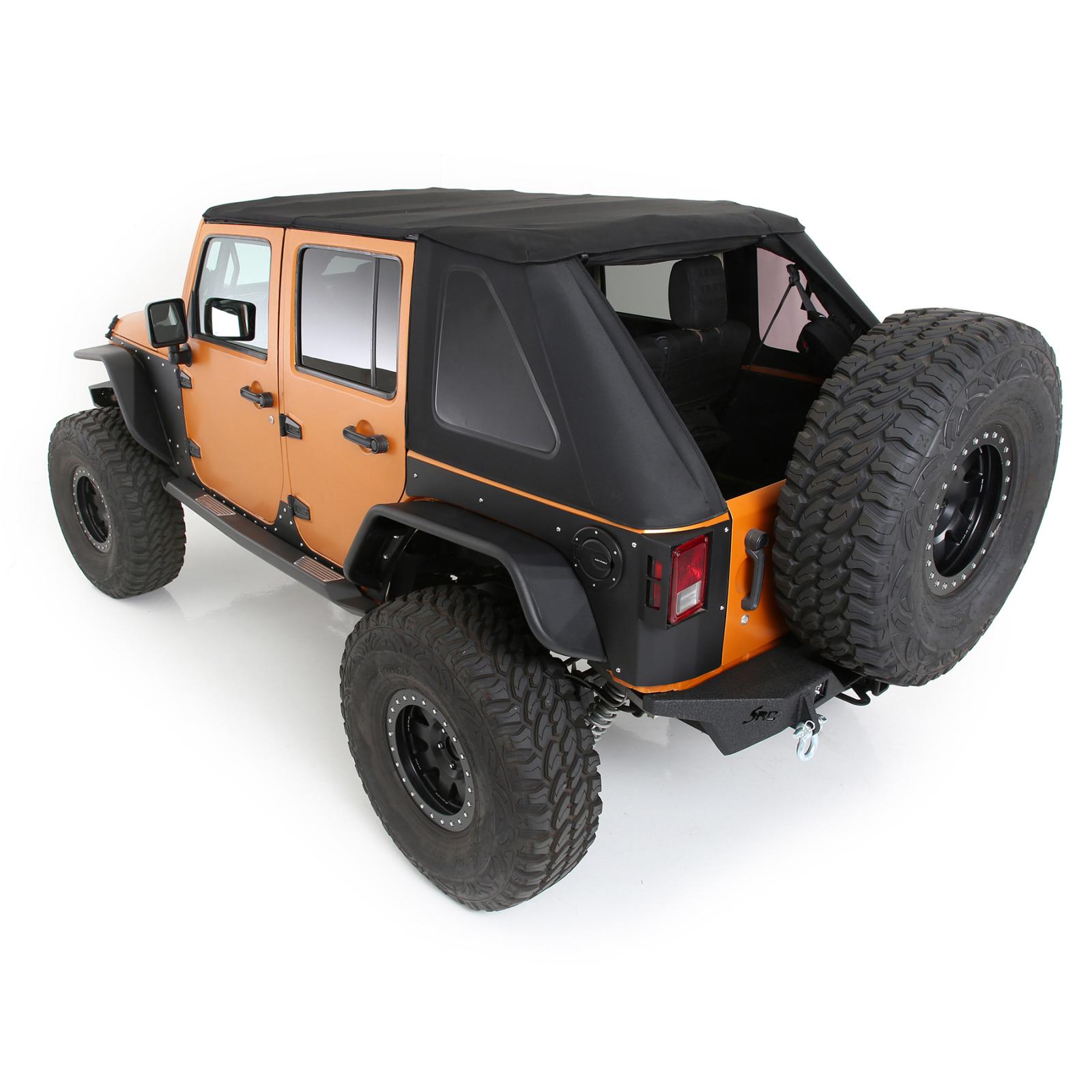 Jeep JKU Protec Bowless Top w/Tinted Windows No Door Uppers 2007-2018 Wrangler JK Unlimited 4-DR Black Smittybilt