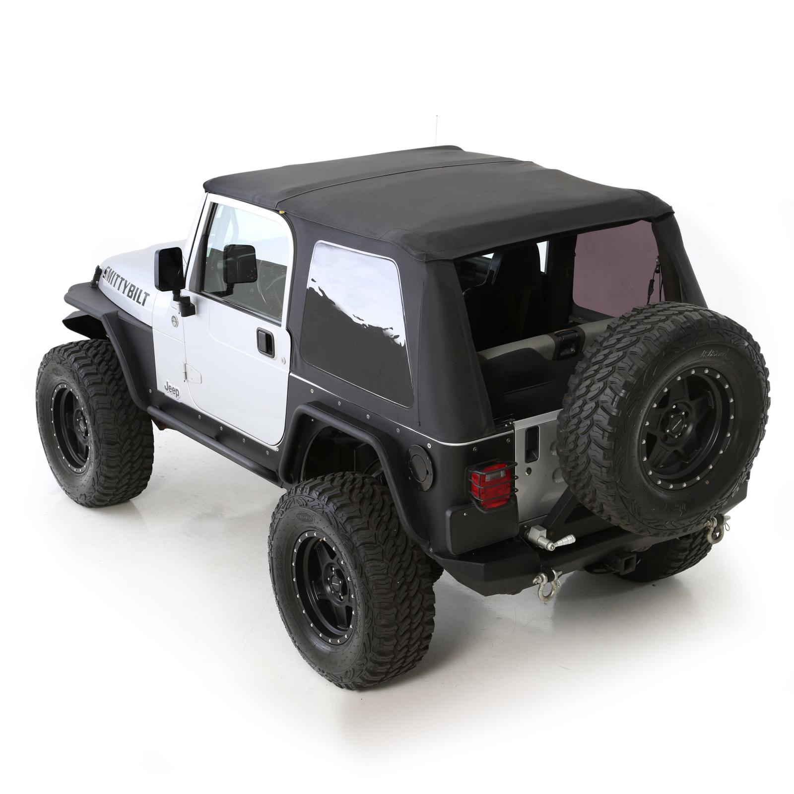 Bowless Soft Top Combo 97-06 Wrangler TJ OEM Replacement W/Tinted Windows Black Diamond Smittybilt