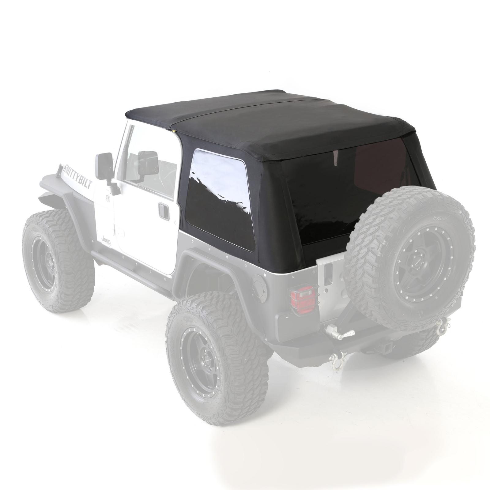 Bowless Soft Top Combo 97-06 Wrangler TJ OEM Replacement W/Tinted Windows Black Diamond Smittybilt